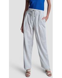 DKNY - Stripe Linen Blend Drawstring Pants - Lyst