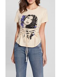 Guess - Manga Girl Lace-up Graphic T-shirt - Lyst