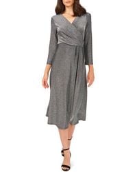 Chaus - Three-quarter Sleeve Faux Wrap Midi Dress - Lyst