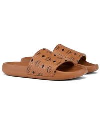 MCM - Monogram Print Rubber Slides - Lyst