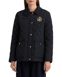 Lauren by Ralph Lauren - Crest Logo Recycled Shell Diamond Quilted Jacket - Lyst