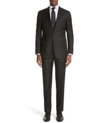 Emporio Armani Trim Fit Solid Wool Suit - Black
