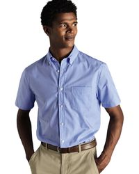 Charles Tyrwhitt - Slim Fit Button-down Collar Non-iron Stretch Mini Gingham Short Sleeve Shirt - Lyst