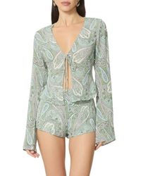 AFRM - Tyra Paisley Tie Front Top - Lyst
