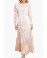 Needle & Thread - Aurora Long Sleeve Round Neck Gown - Lyst