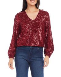 Karen Kane - Sequin V-Neck Top - Lyst