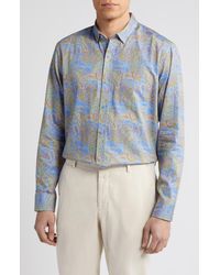 Johnston & Murphy - Paisley Print Cotton Button-up Shirt - Lyst