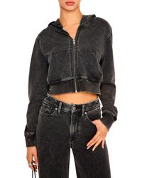 GOOD AMERICAN - Jeanius Shrunken French Terry Zip Hoodie - Lyst