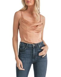 All In Favor - Cowl Neck Satin Corset Crop Top In At Nordstrom, Size X-small - Lyst