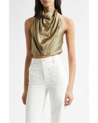 Ramy Brook - Libbie Crop Stretch Silk Halter Top - Lyst