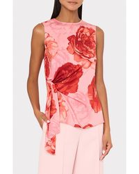MILLY - Serena Floral Print Drape Sleeveless Top - Lyst