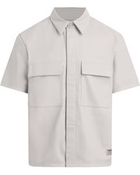 Hudson Jeans - Short Sleeve Faux Leather Button-up Shirt - Lyst