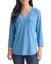 Jones New York - Patch Pocket Crepe Popover Top - Lyst