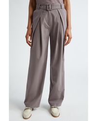 Eleventy - Pleated Stretch Wool Belted Pants - Lyst