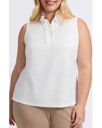 Foxcroft - Tammy Ruffle Collar Crepe Sleeveless Top - Lyst