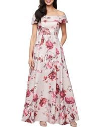Alex Evenings - Metallic Floral Jacquard Off The Shoulder Gown - Lyst