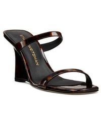 Stuart Weitzman - Vinnie 85 Patent Leather Wedge Slide Sandal - Lyst