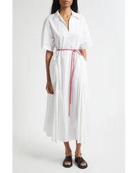 Plan C - Relaxed Belted Cotton Dress - Lyst