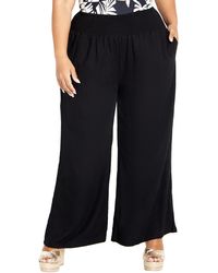 City Chic - Gia Smocked Waist Wide Leg Pants - Lyst