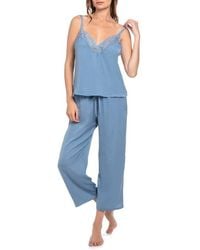 In Bloom - June Lace Trim Strappy Crop Satin Pajamas - Lyst