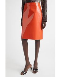Ferragamo - Patent Leather Pencil Skirt - Lyst