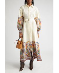 Etro - Placed Paisley Long Sleeve Cotton Shirtdress - Lyst