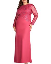 Tadashi Shoji - Sequin Embroidered Long Sleeve Gown - Lyst