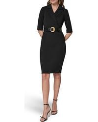 Donna Karan - Belted Sheath Dress - Lyst