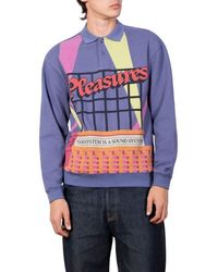 Pleasures - Spotlight Print Long Sleeve Cotton Waffle Knit Polo - Lyst
