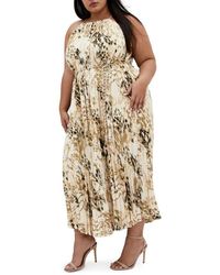 City Chic - Tatum Pleated Tie Waist Dress - Lyst