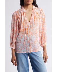 Vince Camuto - Balloon Sleeve Floral Peasant Top - Lyst