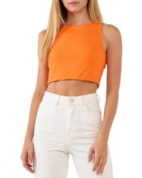 Grey Lab - Open Back Cotton Knit Crop Top - Lyst