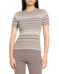 Theory - Stripe Merino Wool Rib T-Shirt - Lyst