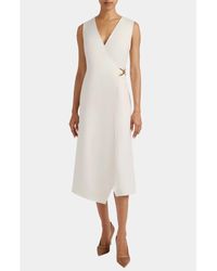Santorelli - Ursa Sleeveless Faux Wrap Dress With Metal Buckle - Lyst