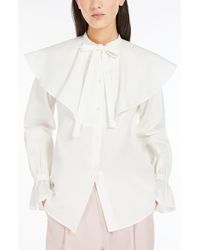 Weekend by Maxmara - Ruffle Collar Cotton Button-Up Shirt - Lyst