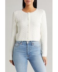 All In Favor - Crop Cable Cardigan In At Nordstrom, Size X-large - Lyst