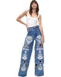 Cynthia Rowley - Embroidered Wide-Leg Jean - Lyst
