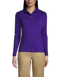 Lands' End - School Uniform Long Sleeve Feminine Fit Interlock Polo Shirt - Lyst