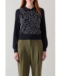 LK Bennett - Judy Embellished Cotton & Merino Wool Collared Sweater - Lyst