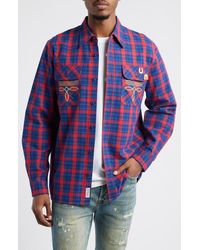 BBCICECREAM - Dust Embroidered Plaid Flannel Button-Up Shirt - Lyst