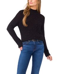Halogen® - Diagonal Cable Mock Neck Sweater - Lyst
