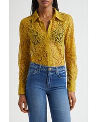 L'Agence - Maia Lace Button-Up Shirt - Lyst