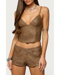 Edikted - Idara Faux Leather Corset Crop Top - Lyst