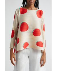 Pleats Please Issey Miyake - Bean Dots Pleated Top - Lyst