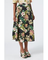 Marina Rinaldi - Tambuto Floral Linen & Cotton A-Line Skirt - Lyst