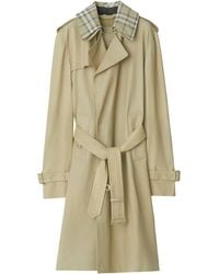 Burberry - Plongé Leather Trench Coat With Removable Check Collar - Lyst