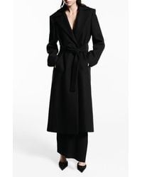 Mango - Dolce Wool Blend Wrap Coat With Removable Faux Fur Collar - Lyst