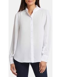 NYDJ - Ruffle Neck Blouse - Lyst