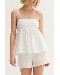 Crescent - Tie Back Babydoll Linen Blend Top - Lyst
