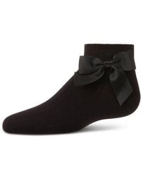 Memoi - Ribbed Bow Anklet Socks - Lyst